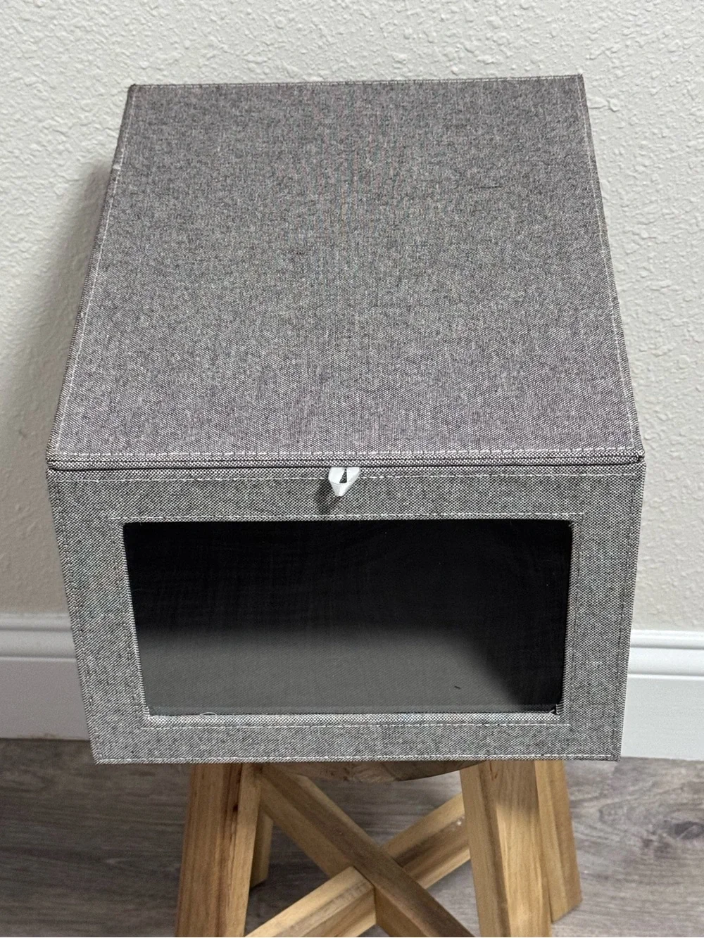 The Container Store Cambridge Drop-Front Shirt Box Grey Linen Like New